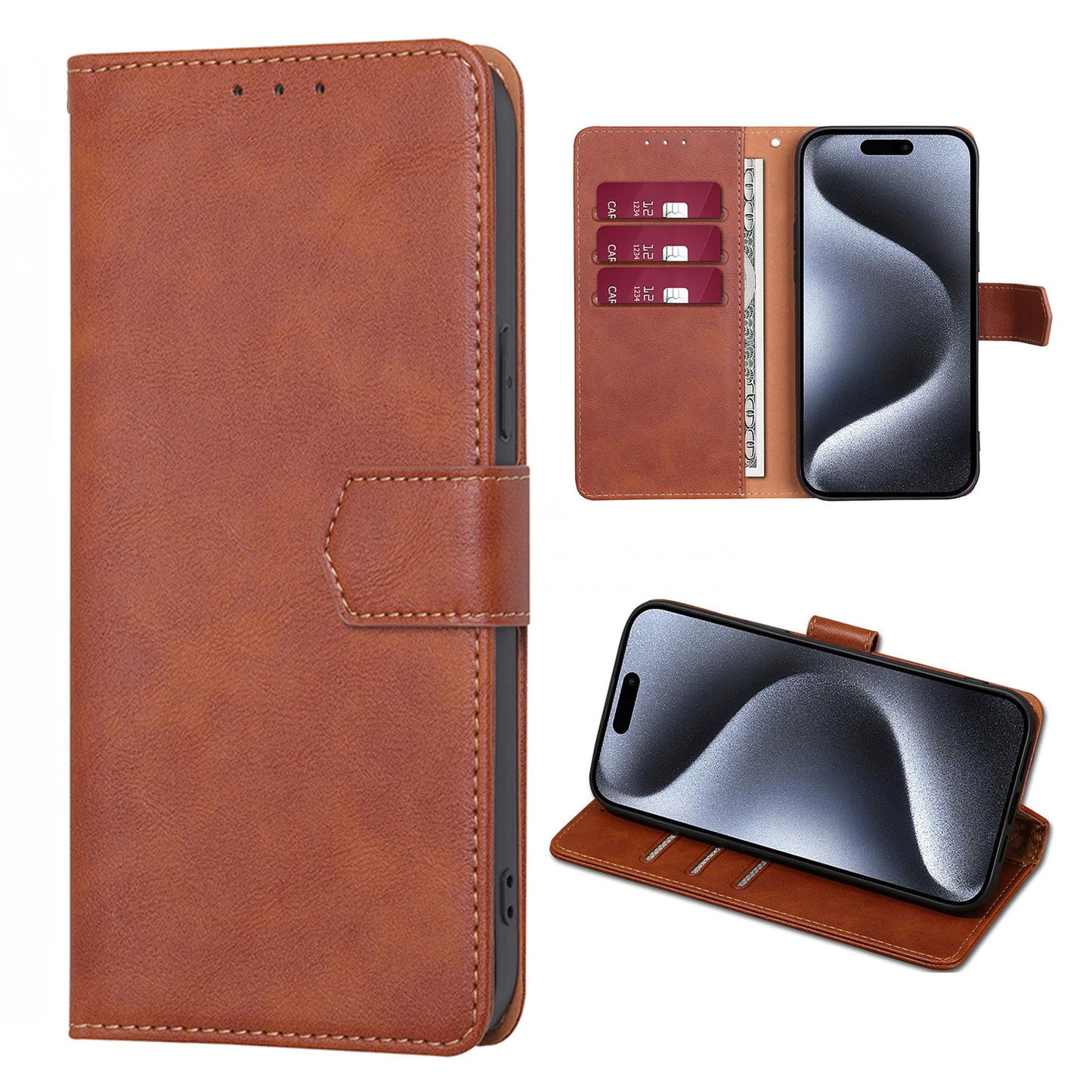 for Motorola Edge 50 Pro Wallet Case with RFID Blocking Credit Card Holder, PU Leather Folio Flip Protective Cover, Brown