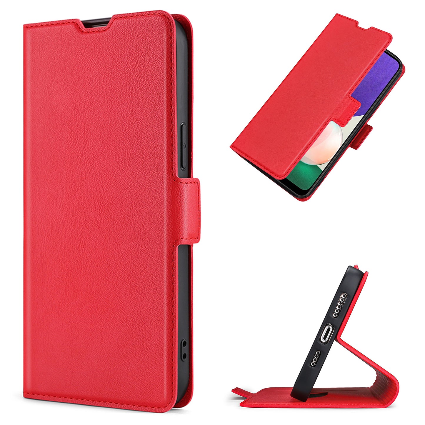 Ultra Slim Flip Folio Case for OPPO Reno12 F 5G, Red