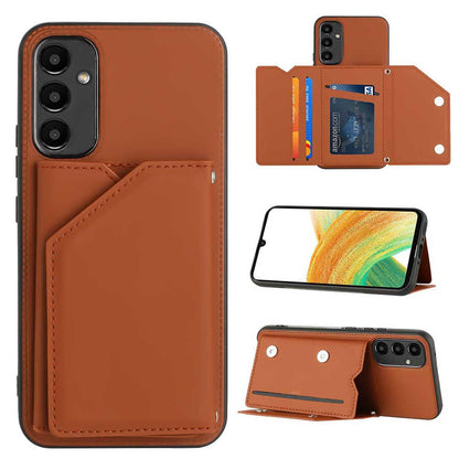 PU Leather Flip Shockproof Protective Cover for Samsung Galaxy A34 5G, Brown