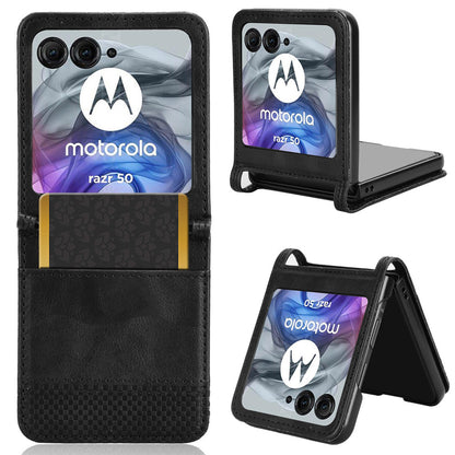 Motorola Razr 50 Flip Folio Case with Card Holder Hidden Magnetic, Brown