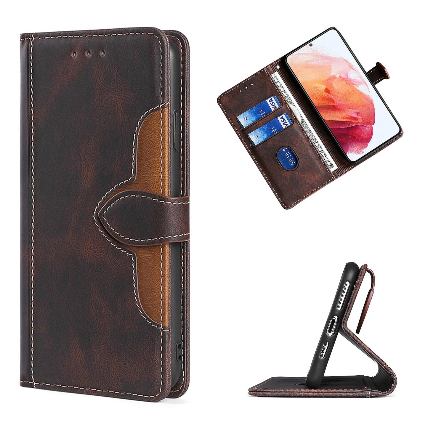 Flip Case for Samsung Galaxy S21 Ultra 5G, Brown