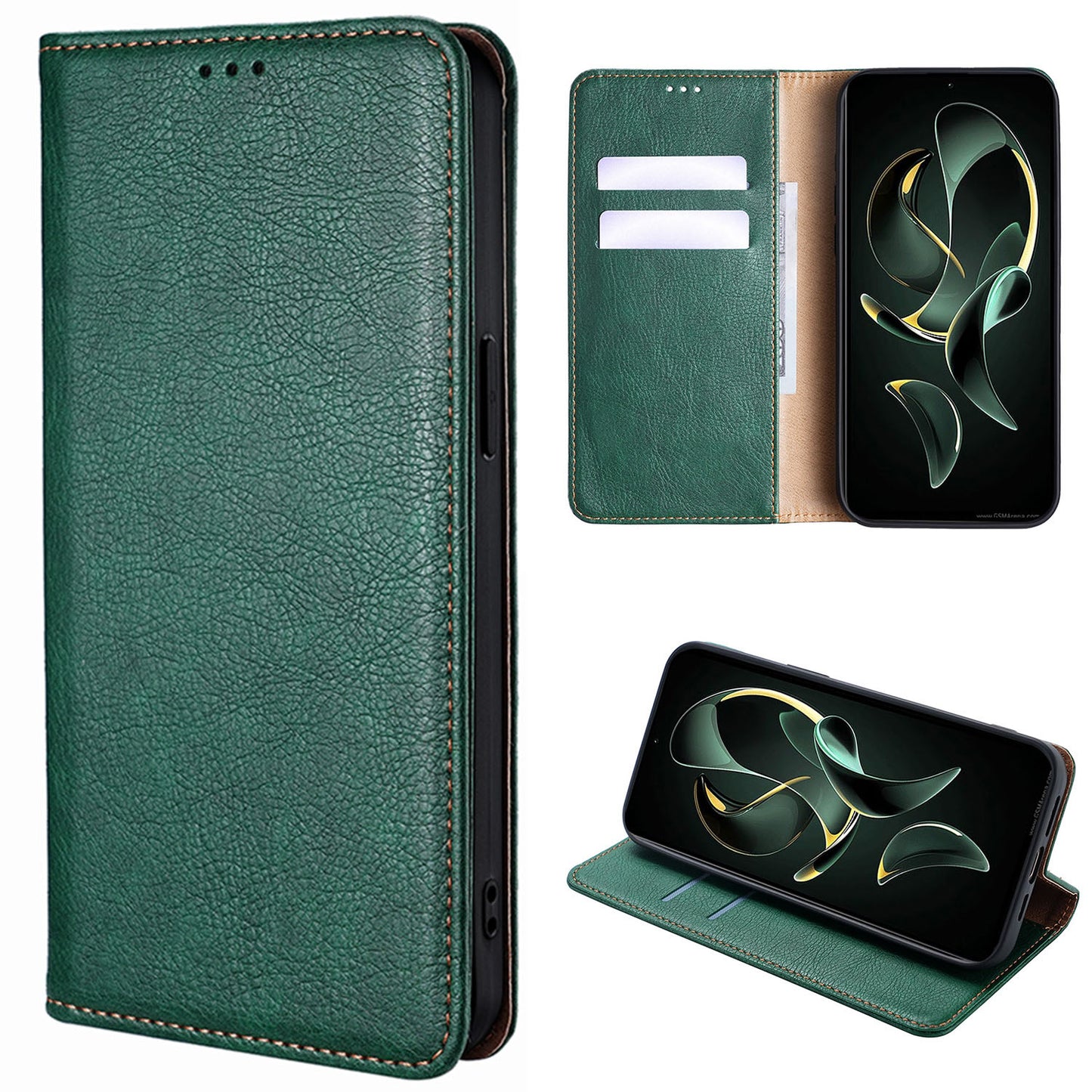 for Google Pixel 7 Pro Wallet Case with Credit Card Holder, PU Leather Folio Flip Protective Cover, Green