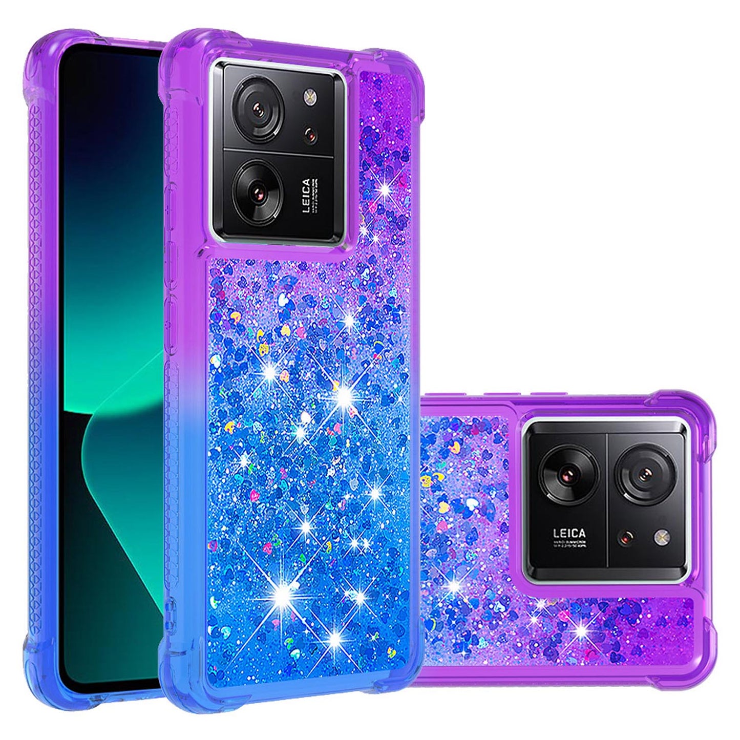 Xiaomi 13T Gradient Quicksand Series Bling Liquid TPU Case, Purple&Blue