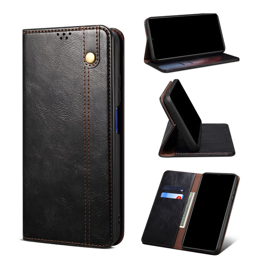 iPhone 12 PU Leather Flip Folio Cover with Card Holders Magnetic Closure, Black