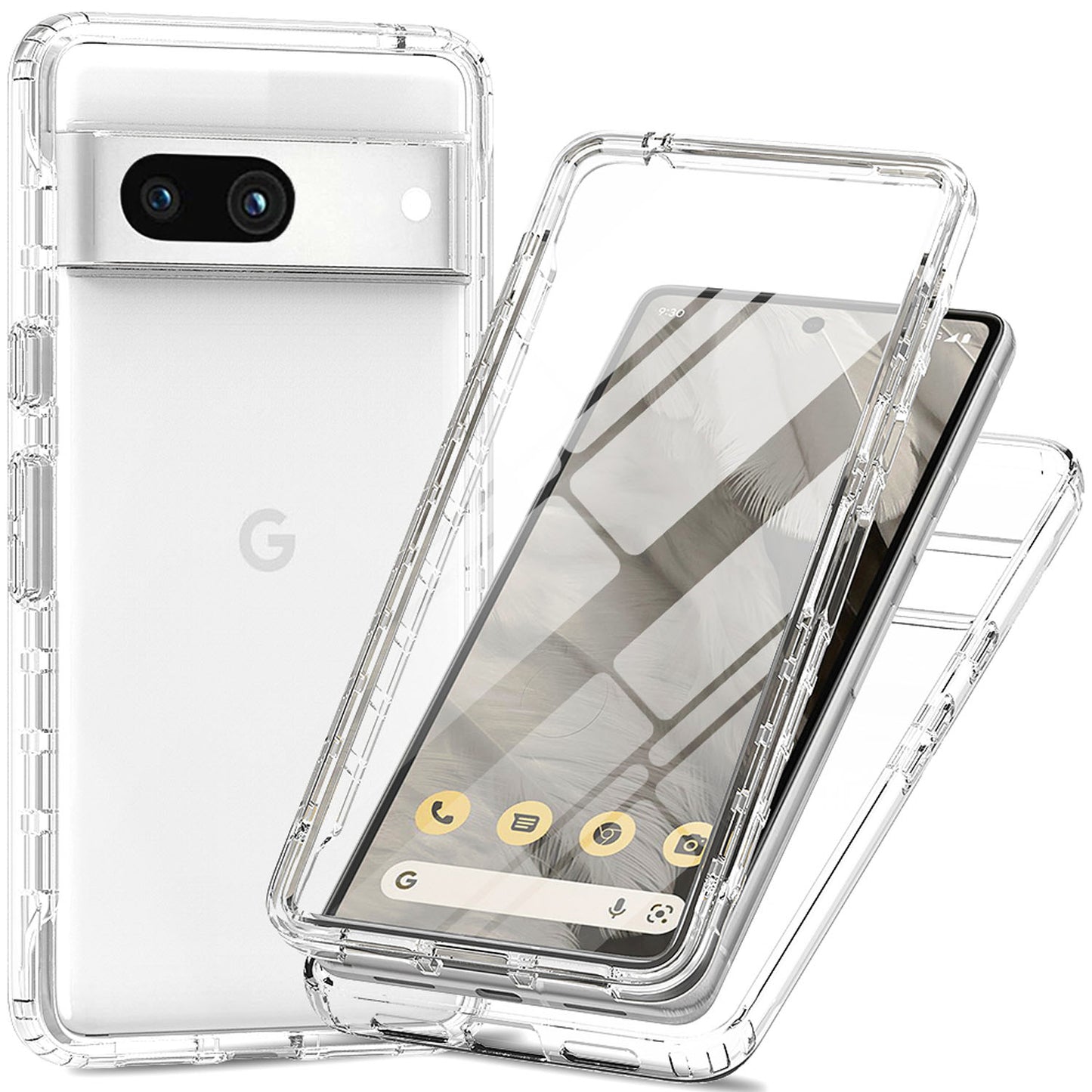 Gradient Clear Shockproof Full Body Case with Built-in Screen Protector Cover for Google Pixel 8A, HALF-CLEAR