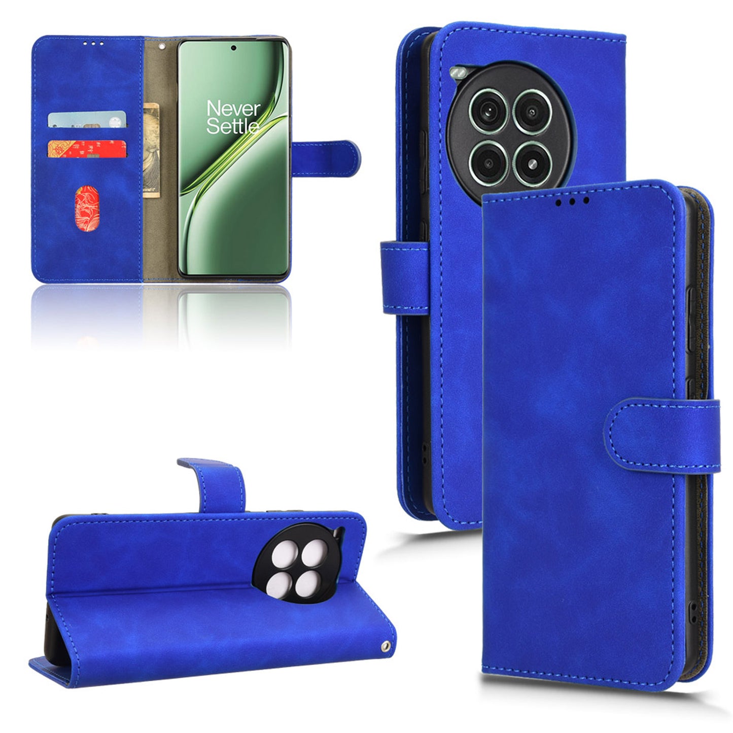 Wallet Case with Card Holder Flip Magnetic Protective Cover for OnePlus Ace 3 Pro, Blue