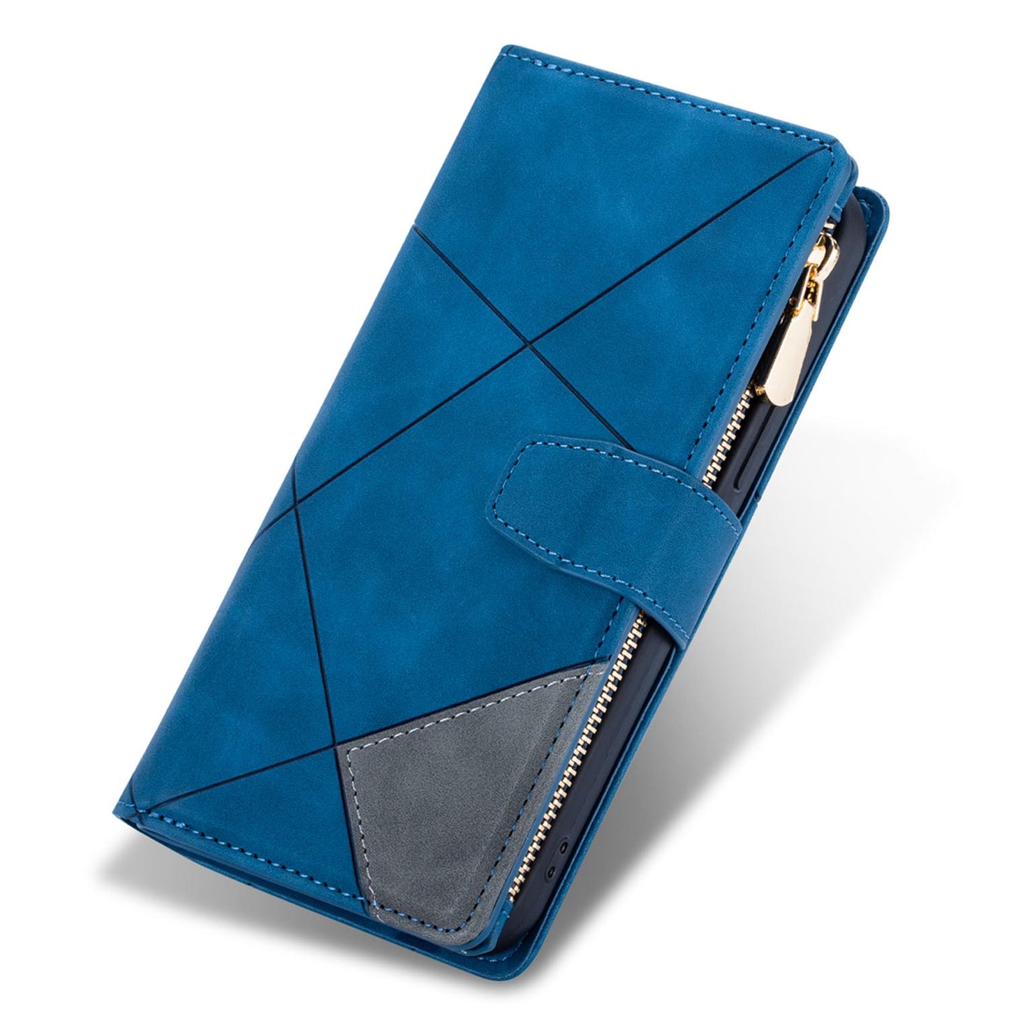 Zipper Flip Folio Wallet Case for Samsung Galaxy A55 5G, Blue