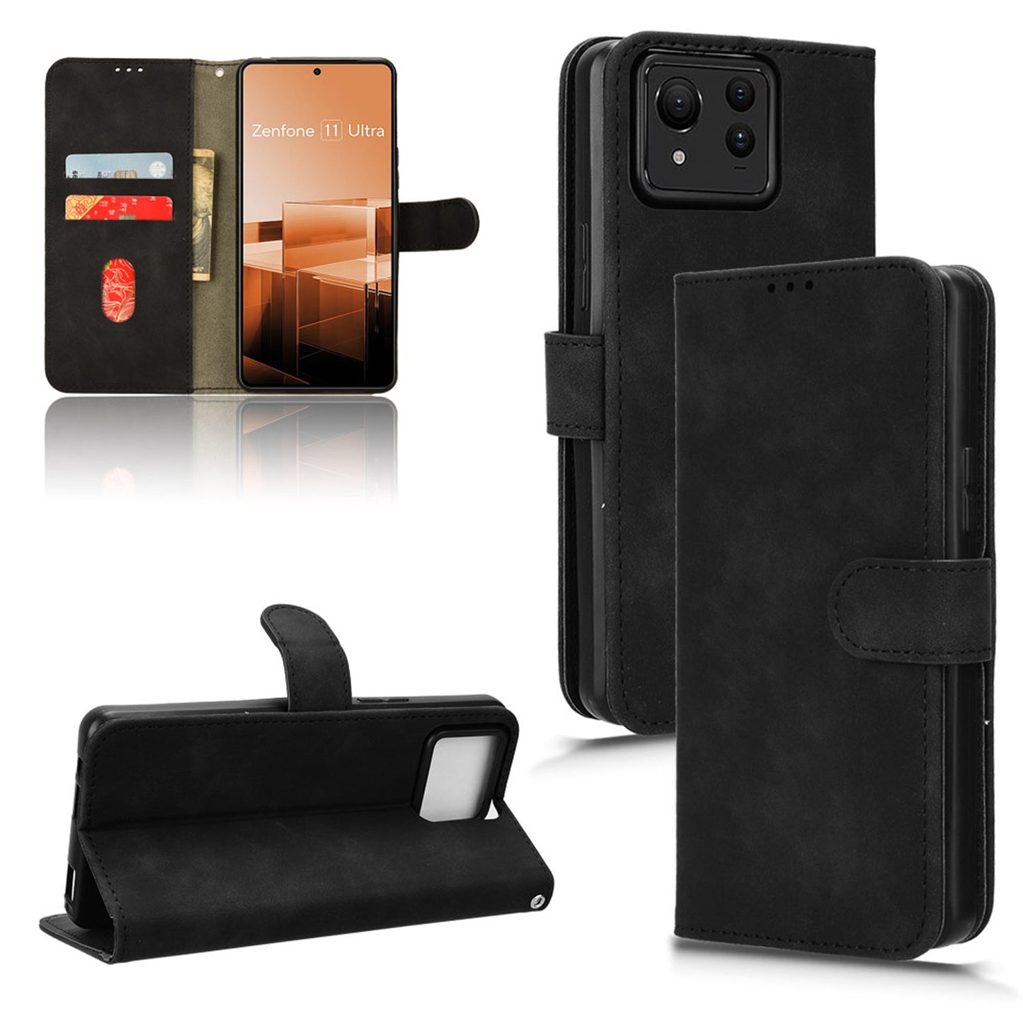 Wallet Case with Card Holder Flip Magnetic Protective Cover for Asus Zenfone 11 Ultra, Black