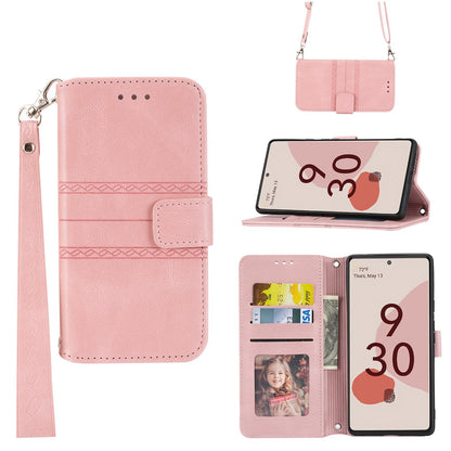 PU Leather Magnetic Clasp Case with Crossbody Strap Lanyard Case for Samsung Galaxy A25 5G, Pink