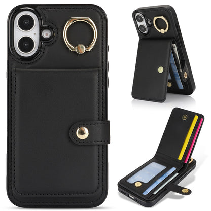 for iPhone 16 Plus Wallet Case with Card Holder, Black