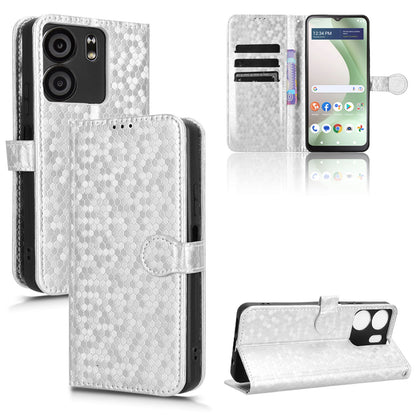 Slim Flip Polka-Dots Phone Case with Card Holder for BLU View 5, Silver