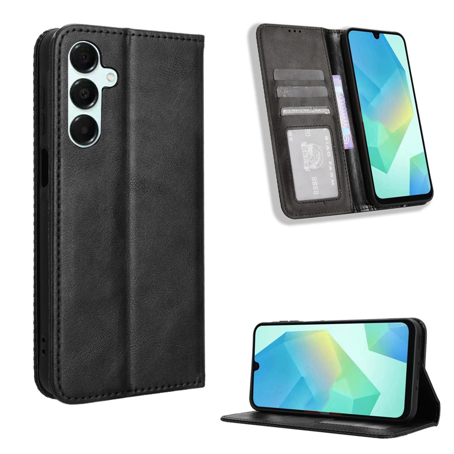 Samsung Galaxy A16 5G Flip Folio Case with Card Holder Hidden Magnetic, Brown