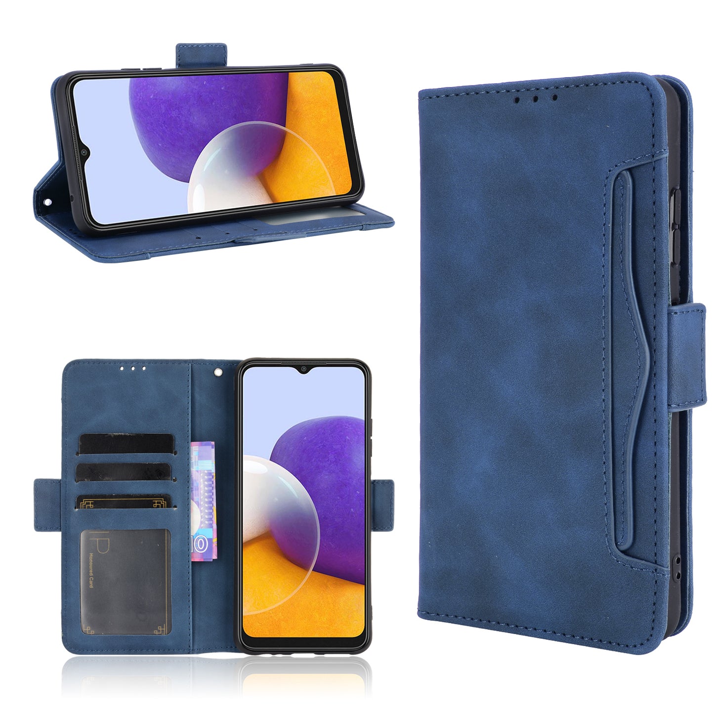 Wallet Case for Motorola Edge 50 Neo with Removable Card Slot, Blue