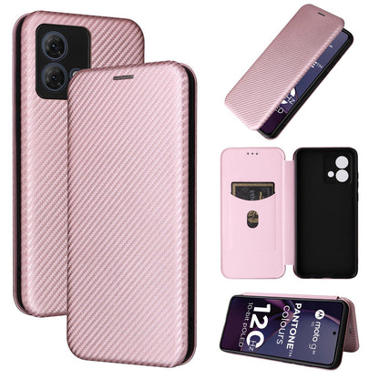 Carbon Fiber Flip Case for Moto G84 5G, Rose Gold