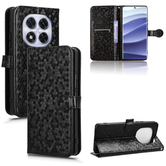 Slim Flip Polka-Dots Phone Case with Card Holder for Redmi Note 14 Pro 5G, Black