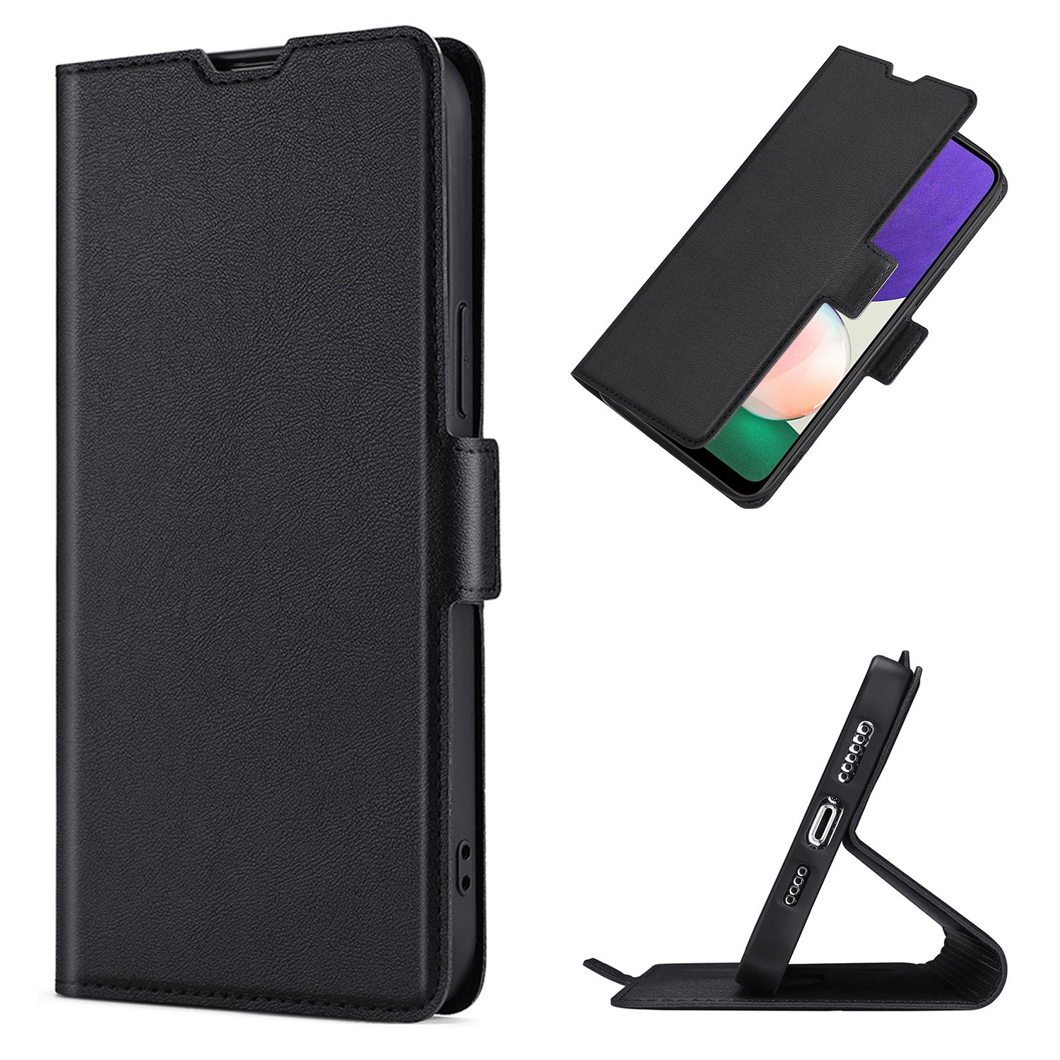 Ultra Slim Flip Folio Case for OnePlus Ace 3V, Black