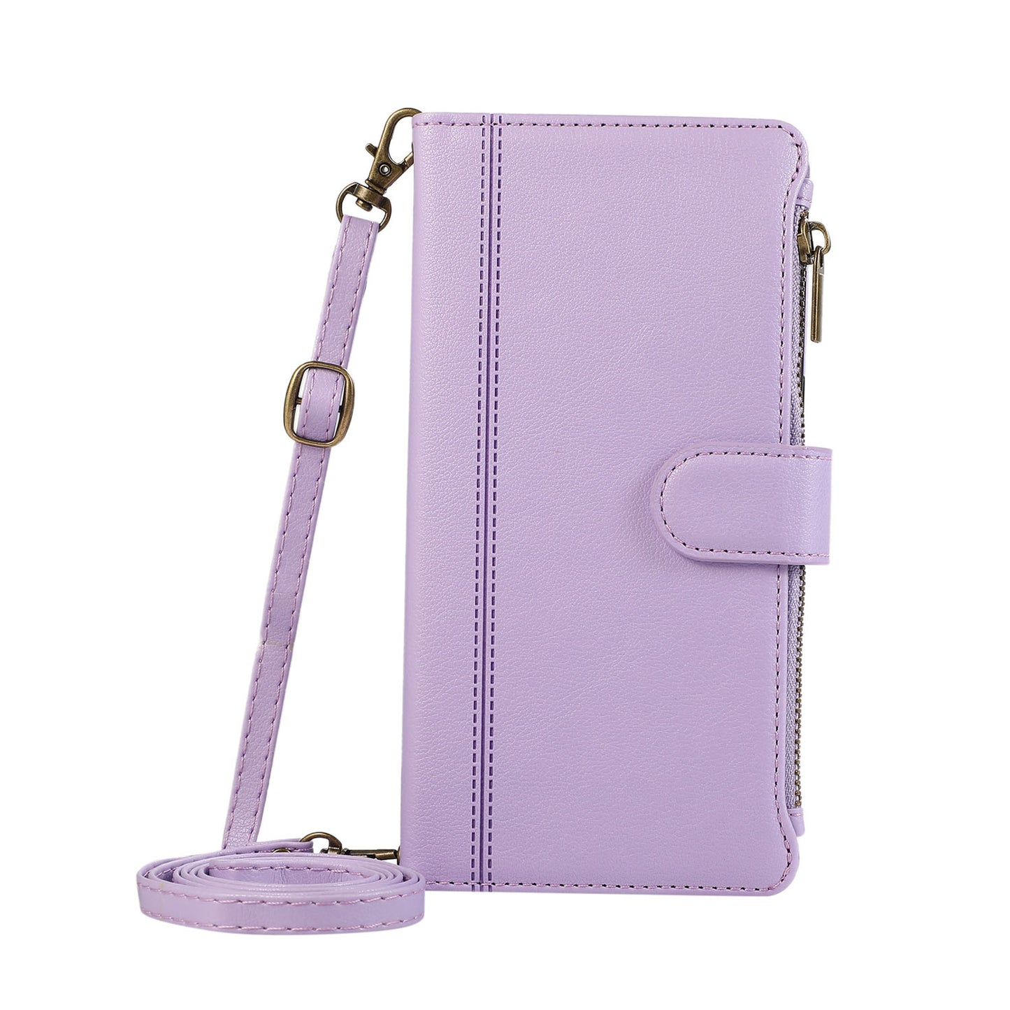 for Samsung Galaxy A52 5G Wallet Case Crossbody Phone Case Zipper with Credit Card Holder, Purple