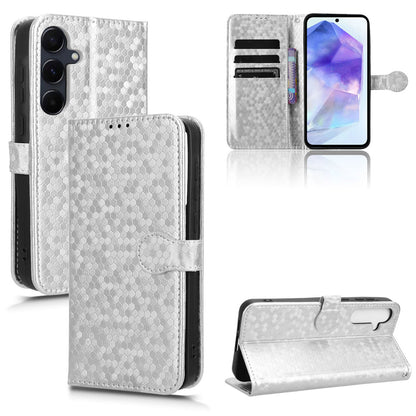 Slim Flip Polka-Dots Phone Case with Card Holder for Samsung Galaxy A55 5G, Silver