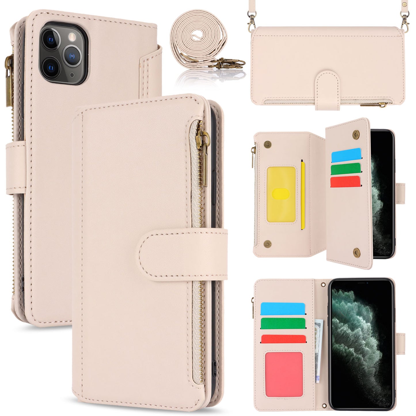 for iPhone 11 Pro Max Wallet Case with RFID Blocking, White