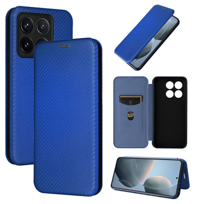 Carbon Fiber Flip Case for Xiaomi 14T, Blue