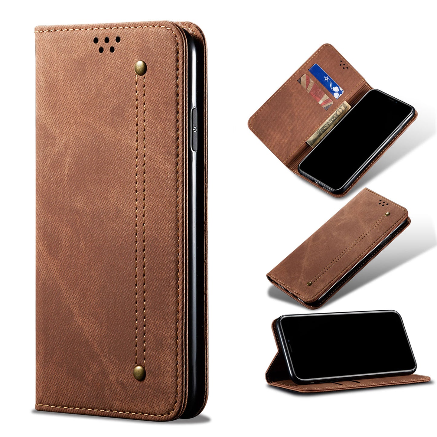 VIVO X100 Vintage PU Leather Wallet Case with Card Holder Kickstand Magnetic Closure Flip Folio Cover, Brown