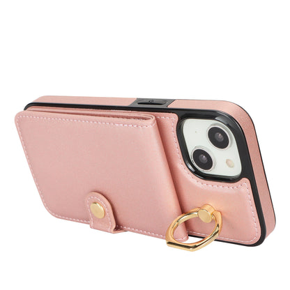 for iPhone 15 Wallet Case with Card Holder, Rose Gold