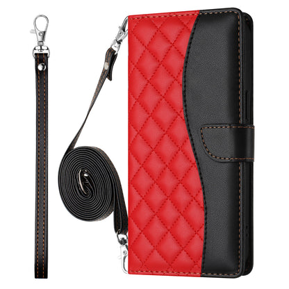 Crossbody Wallet Case for iPhone 12 Pro, RFID Blocking PU Leather Flip Cover with Card Slots Holder Wrist Strap Lanyard, Red