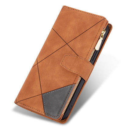 Zipper Flip Folio Wallet Case for iPhone 15, Brown