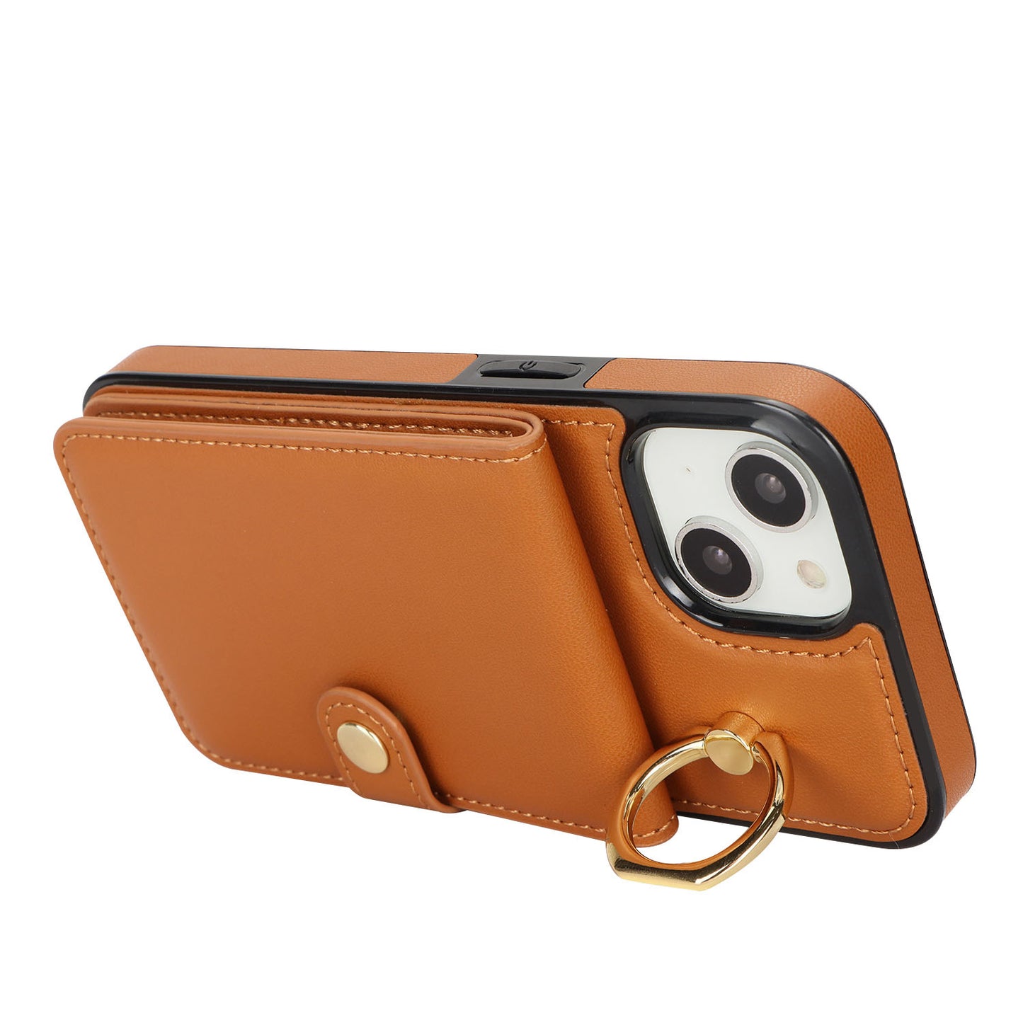 for iPhone 15 Plus Wallet Case with Card Holder, Brown