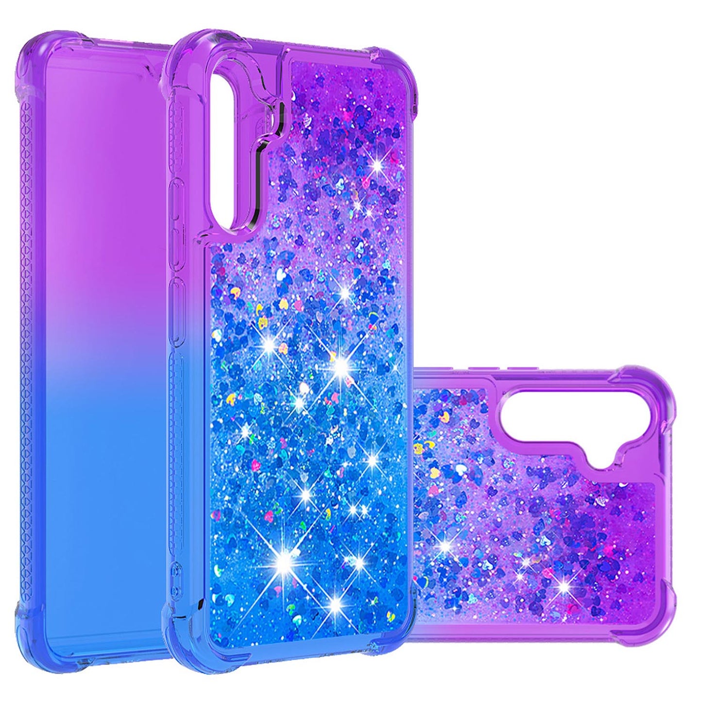 Samsung Galaxy A34 5G Gradient Quicksand Series Bling Liquid TPU Case, Purple&Blue