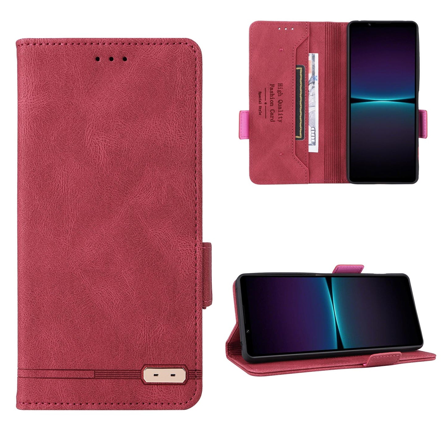 Slim Wallet Folio Flip Case for Samsung Galaxy S24+, Red