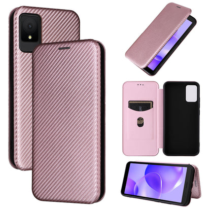 Carbon Fiber Flip Case for TCL 502, Rose Gold