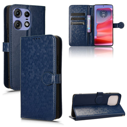 Slim Flip Polka-Dots Phone Case with Card Holder for Motorola Edge 50 Pro, Blue