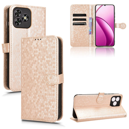 Slim Flip Polka-Dots Phone Case with Card Holder for Oukitel C53, Rose Gold