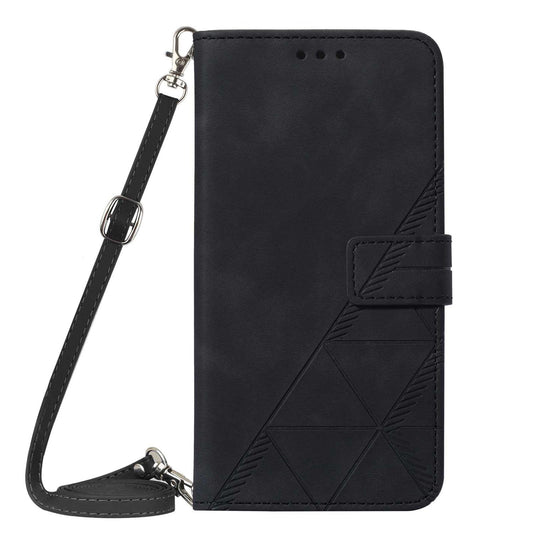 Samsung Galaxy S22 Ultra Business Flip Phone Case with Adjustable Cross Shoulder Strap, Black