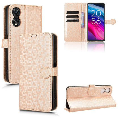 Slim Flip Polka-Dots Phone Case with Card Holder for TCL 50 5G, Rose Gold