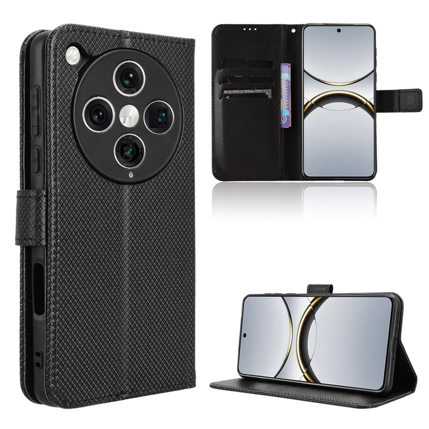 Wallet Case for OPPO Find X8 Pro, Black