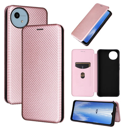 Carbon Fiber Flip Case for Sharp AQUOS Wish4, Rose Gold