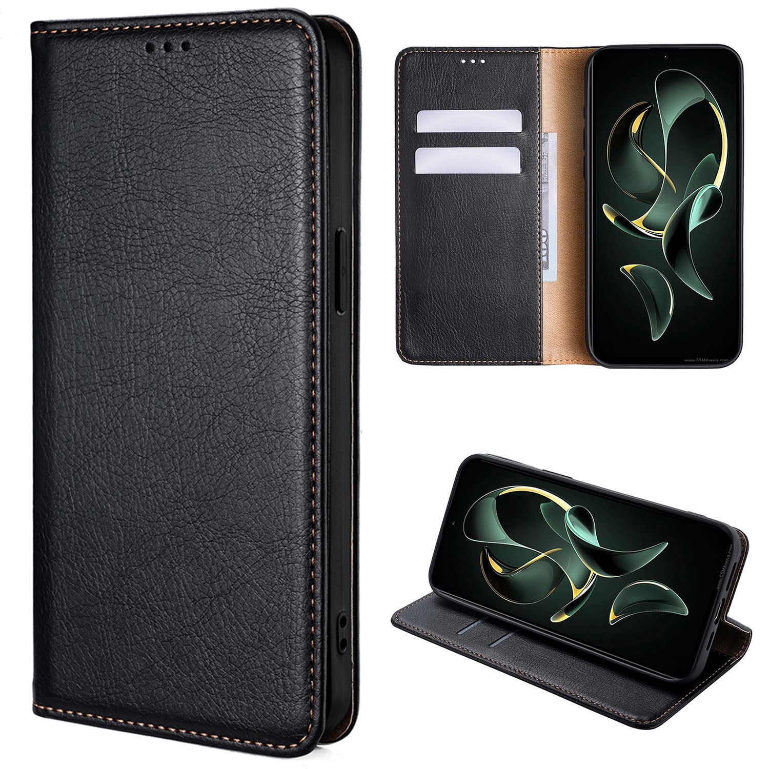 for iPhone 13 Wallet Case with Credit Card Holder, PU Leather Folio Flip Protective Cover, Black