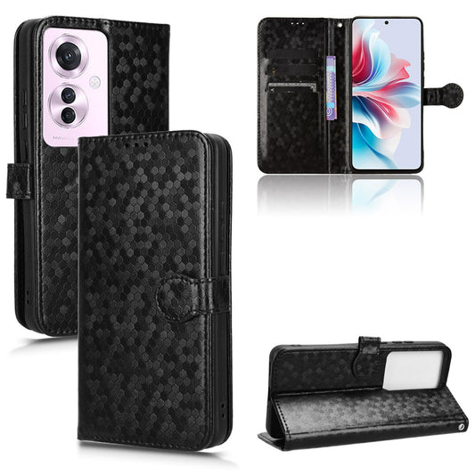 Slim Flip Polka-Dots Phone Case with Card Holder for OPPO Reno11 A, Black