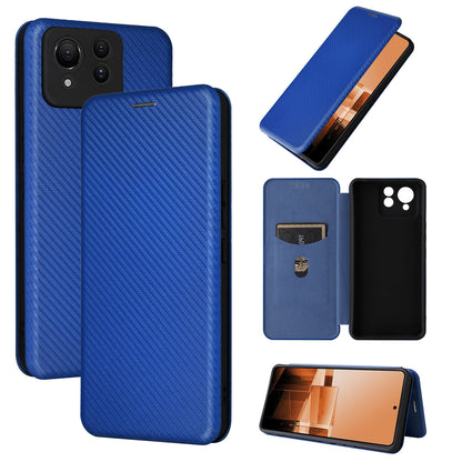 Carbon Fiber Flip Case for Asus Zenfone 11 Ultra, Blue