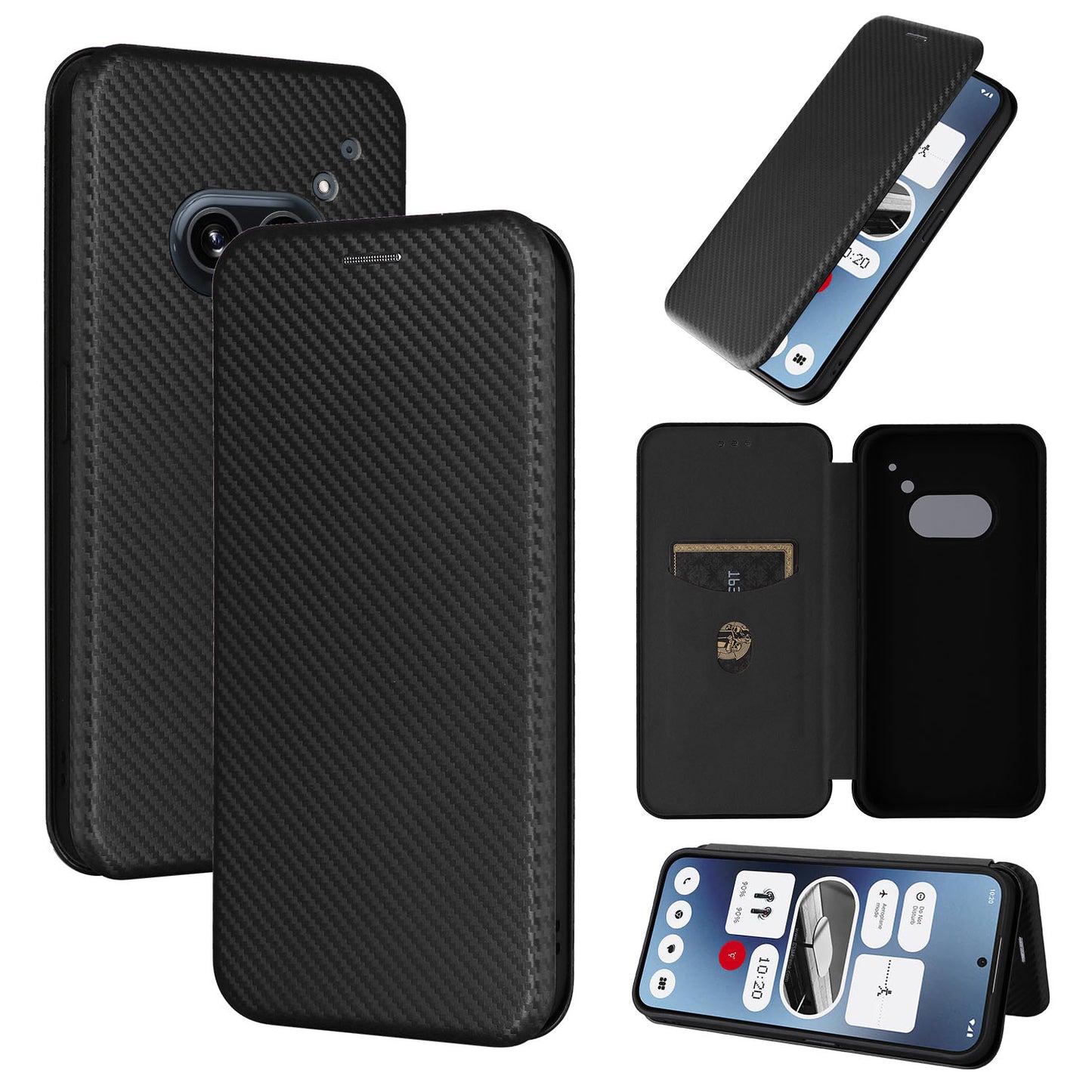 Carbon Fiber Flip Case for Nothing Phone (2a), Black