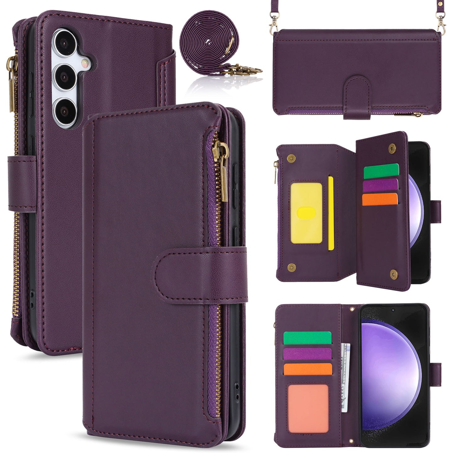 for Samsung Galaxy S23 FE Wallet Case with RFID Blocking, Purple