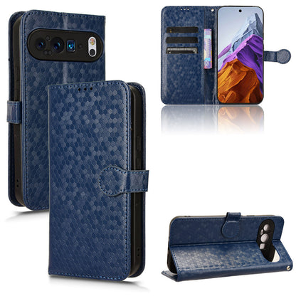 Slim Flip Polka-Dots Phone Case with Card Holder for Google Pixel 9 Pro XL, Blue