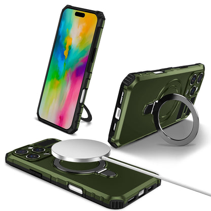 iPhone 16 Pro Case with Magnetic Invisible Kickstand, Compatible with MagSafe, Green