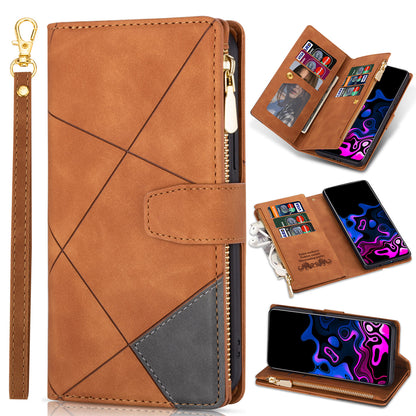 Zipper Flip Folio Wallet Case for Samsung Galaxy A16 5G, Brown