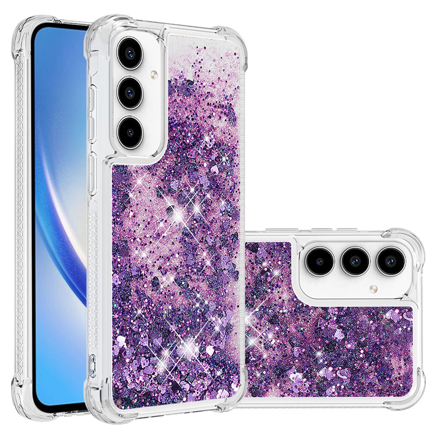 Liquid Flowing Case Anti Fall Proof Soft TPU Bumper Cover for Samsung Galaxy A55 5G, C-Purple Love