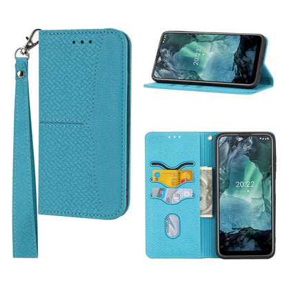 Wallet Case with Wrist Strap Magnetic Closure Flip Case for iPhone 11, Blue