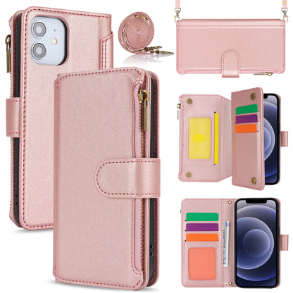 for iPhone 12 Mini Wallet Case with RFID Blocking, Rose Gold