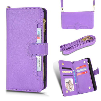 Compatible with Samsung Galaxy S22 Crossbody Wallet Case, Purple